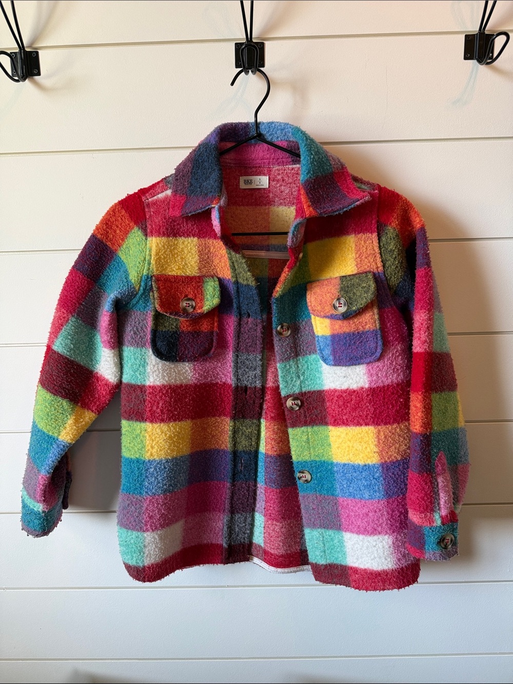 Colorblock Plaid Shacket Jacket - Multicolor